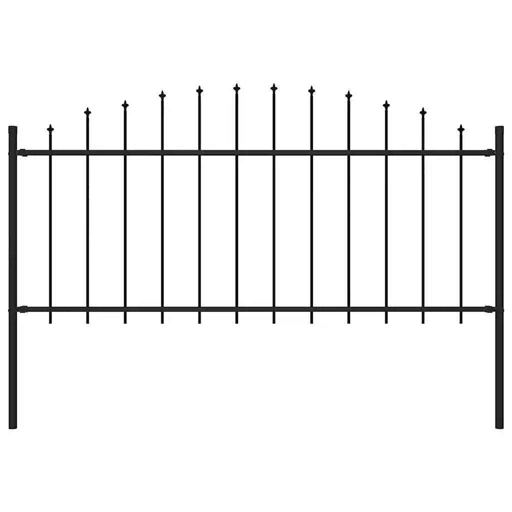 Recinzione da Giardino | Recinzione da cortile Woerden con Punta a Lancia in Acciaio 170x75 cm Nero