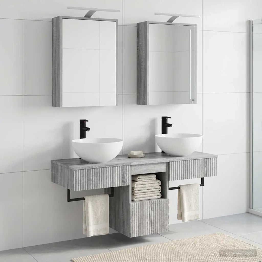 Set di Armadi da Bagno 5 pz Sonoma grigio Legno ingegnerizzato