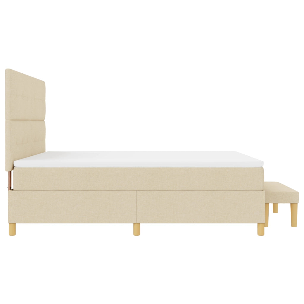 Letto a Molle con Materasso e Panchina Crema 180x200 cm Tessuto