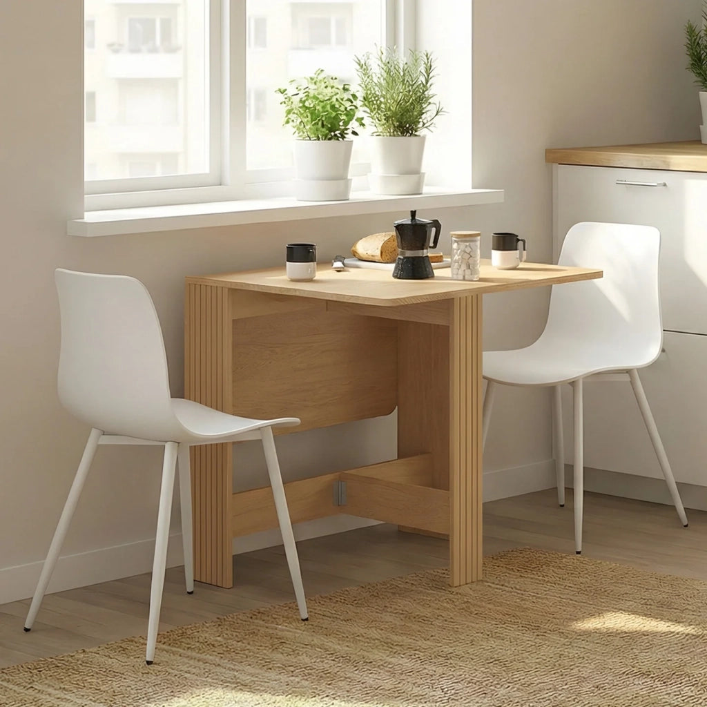 IDMarket - Tavolino pieghevole JULIETTE per 2-4 persone, con doghe in legno color rovere, 103 x 76 cm