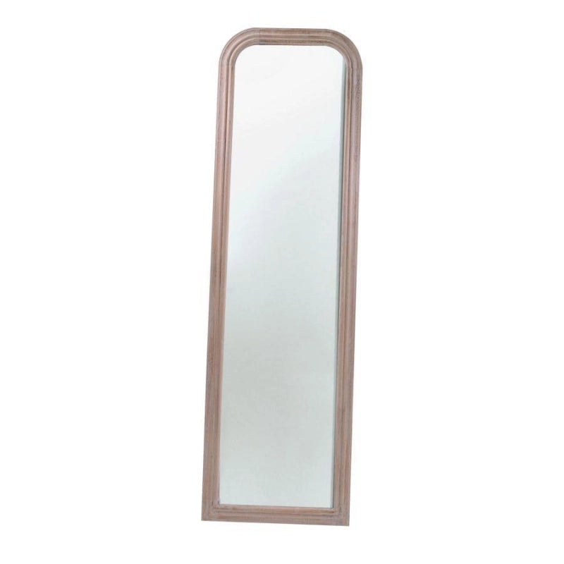 Specchio da terra legno crema anticato opaco ovale cm50xh170x2