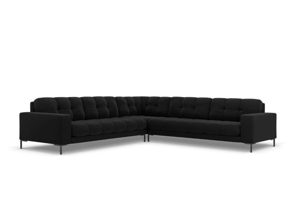 Cosmopolitan Design - Divano angolare reversibile "Bali" 6 posti in velluto nero 