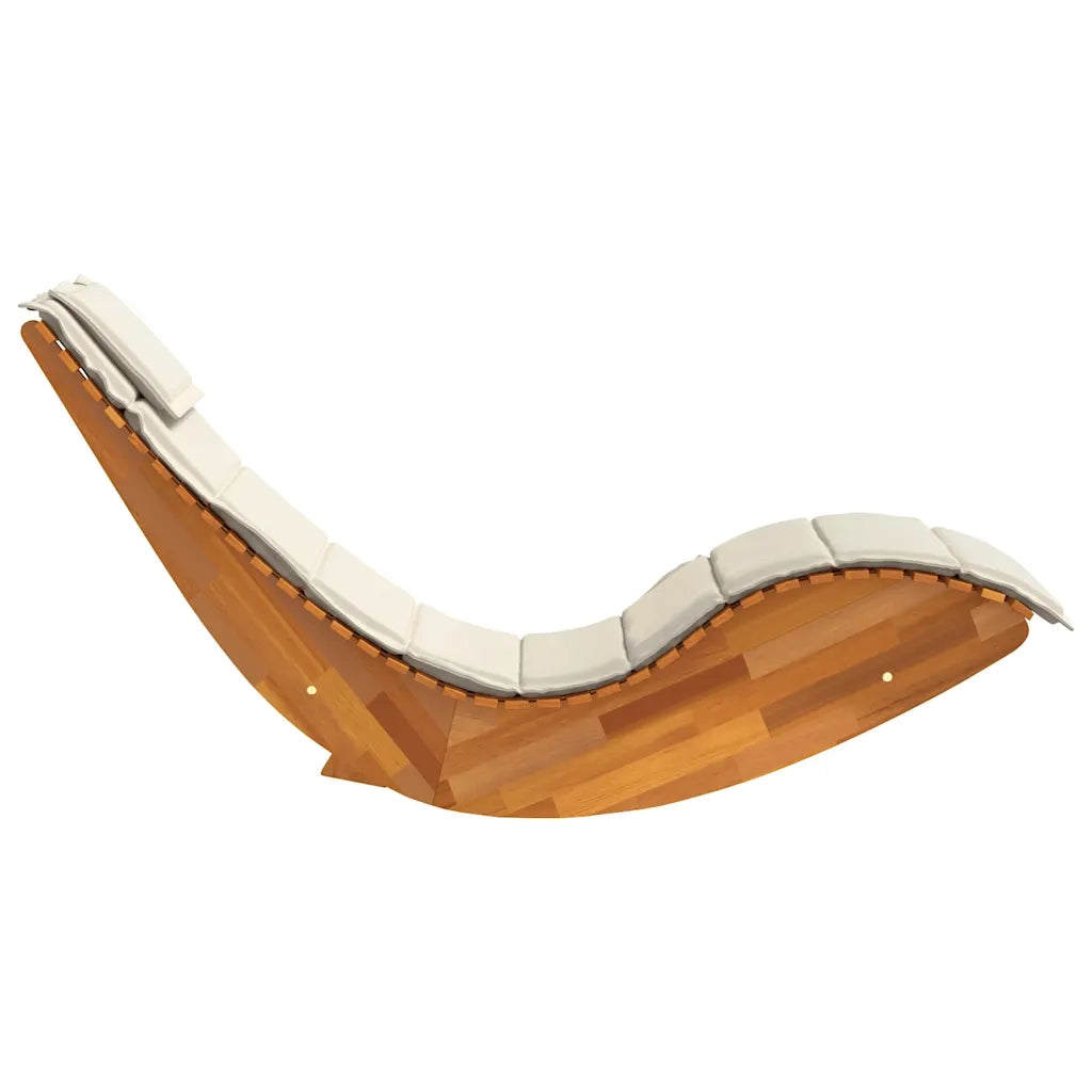 Lettino a Dondolo con Cuscino in Legno Massello di Acacia 4103882