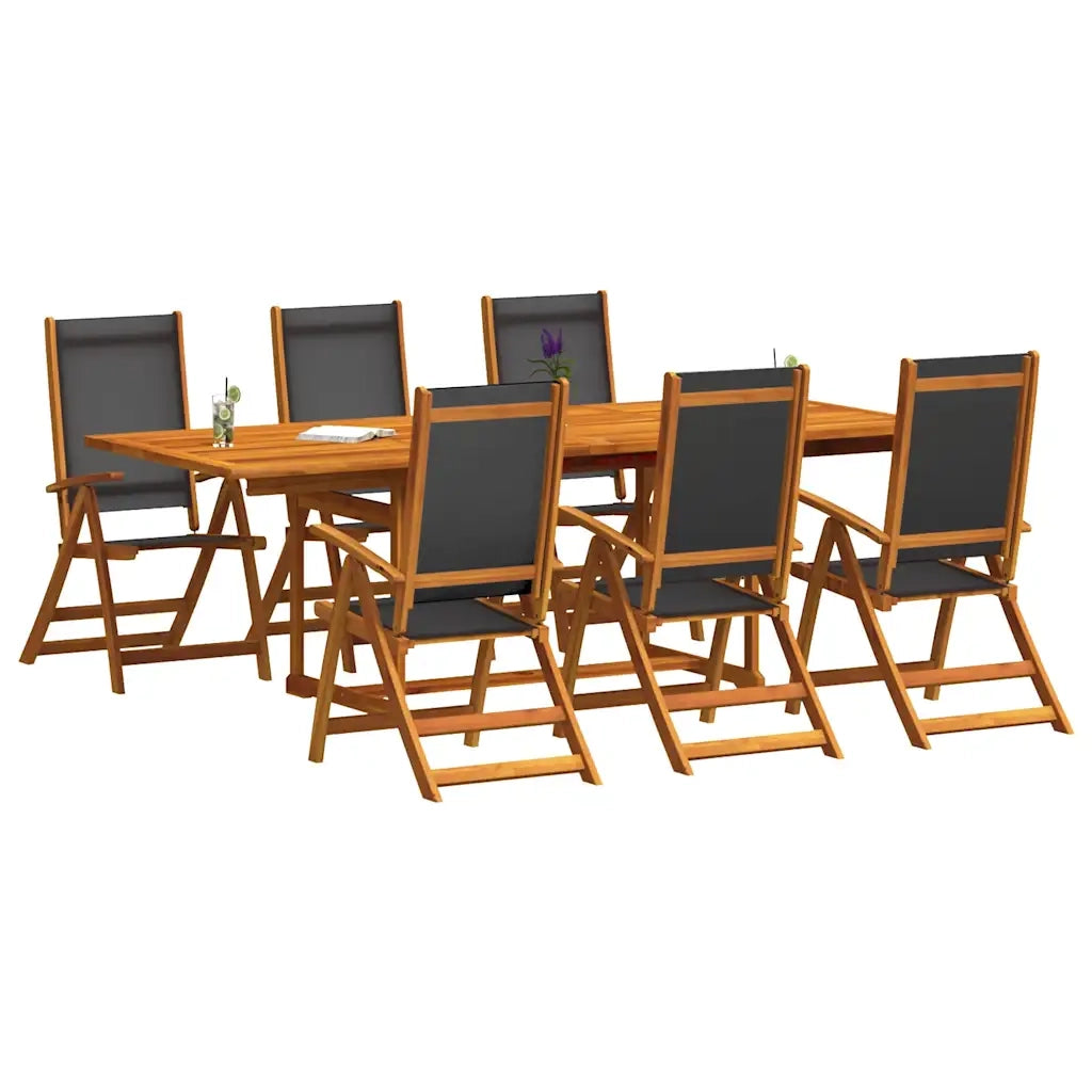 Set Pranzo da Giardino 7pz Legno Massello di Acacia e Textilene