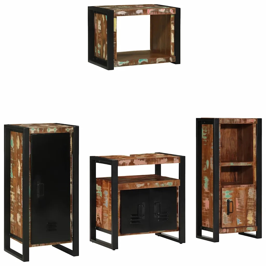 Set di mobili per il bagno 4 pcs Legno Recuperato Massello