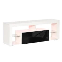 Mobile Porta TV con Luci a LED di 20 Colori e Telecomando per TV fino 55", 140x35x52 cm, Bianco