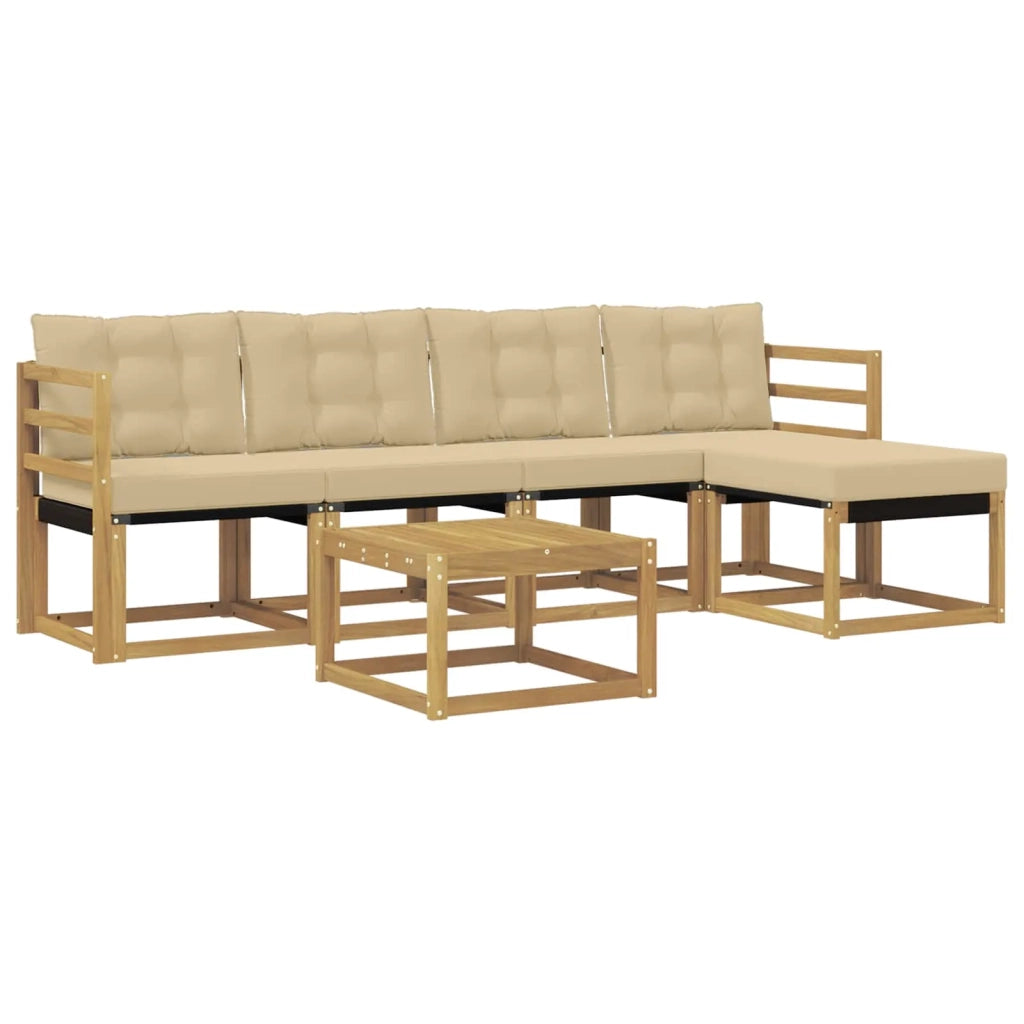 Set di divani da esterno 6 pz Bianco e Beige 3389395