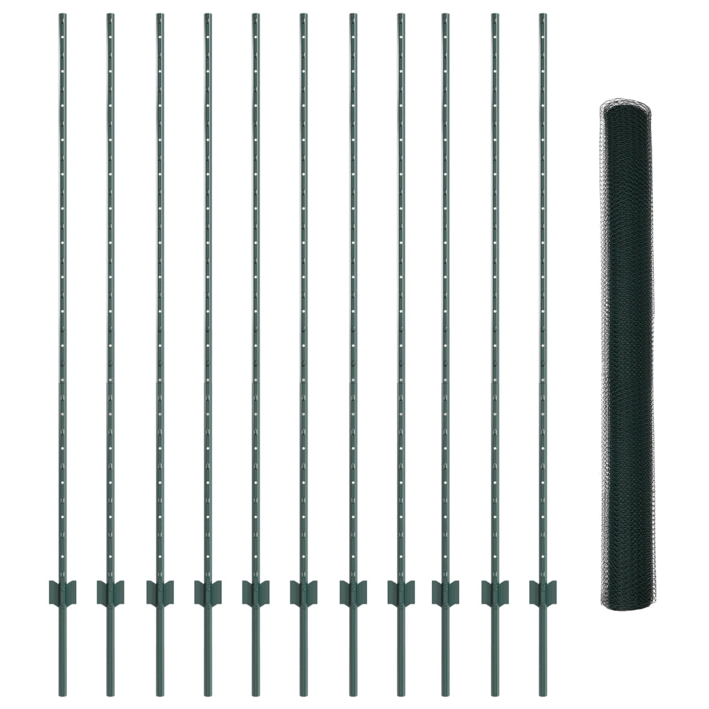 Set di Recinzioni Esagonali per Giardino Set di 2 Verde Metallo