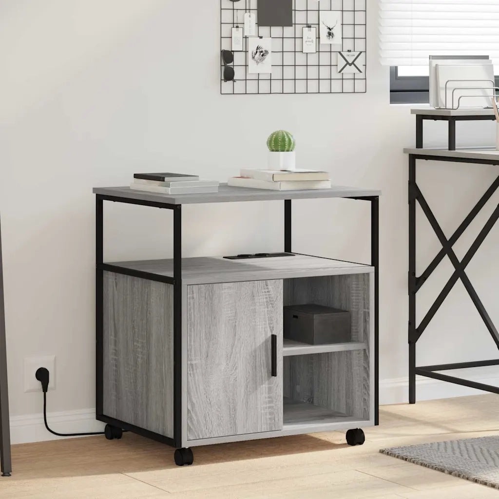 vidaXL Mobile per Ufficio con ruota Grigio sonoma 61 x 46 x 67 cm