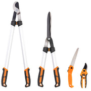 Set 4 Pezzi da Giardinaggio con Cesoie Troncarami Forbici da Potatura e Seghetto Pieghevole Arancione