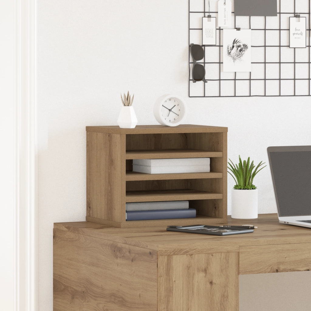 Organizer per Scrivania Rovere Artigianale 36x26x29.5 cm Legno Compensato