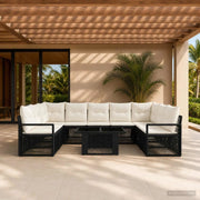Set Divano da Giardino 10 pz Nero e Bianco Crema polyrattan 3437143