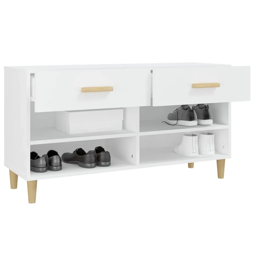 Scarpiera-Scaffale per scarpe Bianca 102x35x55 cm in Legno Multistrato 679992