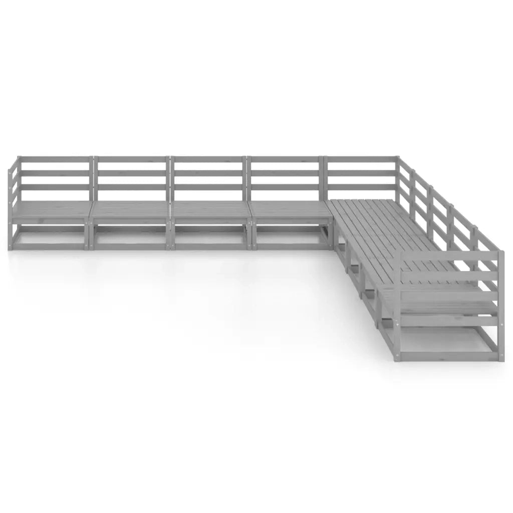 Set Divani da Giardino 9 pz Grigi in Legno Massello di Pino cod mxl 37612