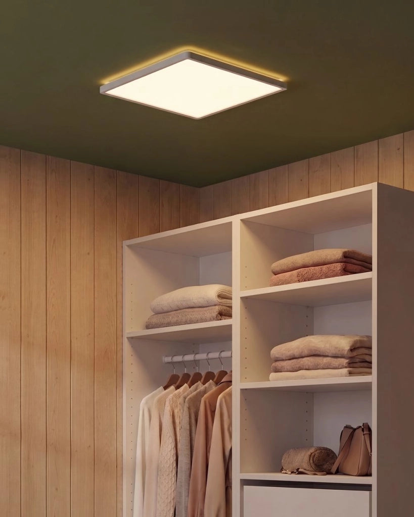 Lampada da soffitto a LED, pannello luminoso a LED quadrato in materiale sintetico bianco, lampada da incasso a soffitto con telecomando