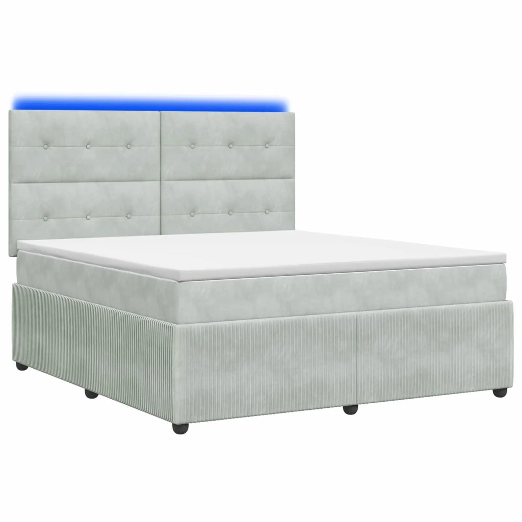 Letto Box Spring LED con Materasso Grigio Chiaro 160 x 200 cm 3456101