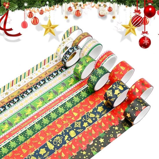 Tape da carta washi - 11 rotoli di nastro decorativo per Natale - nastro decorativo decorativo decorativo autoadesivo per Natale - arte - artigianato - nastro - DIY - scrapbooking - planner - imballaggio regalo