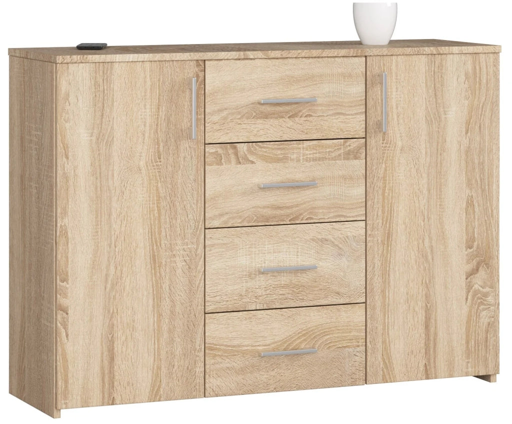 Cassettiera AKORD K45 Cassettiera Sonoma Quercia 110 cm 2 ante 4 cassetti 110x35x80 cm