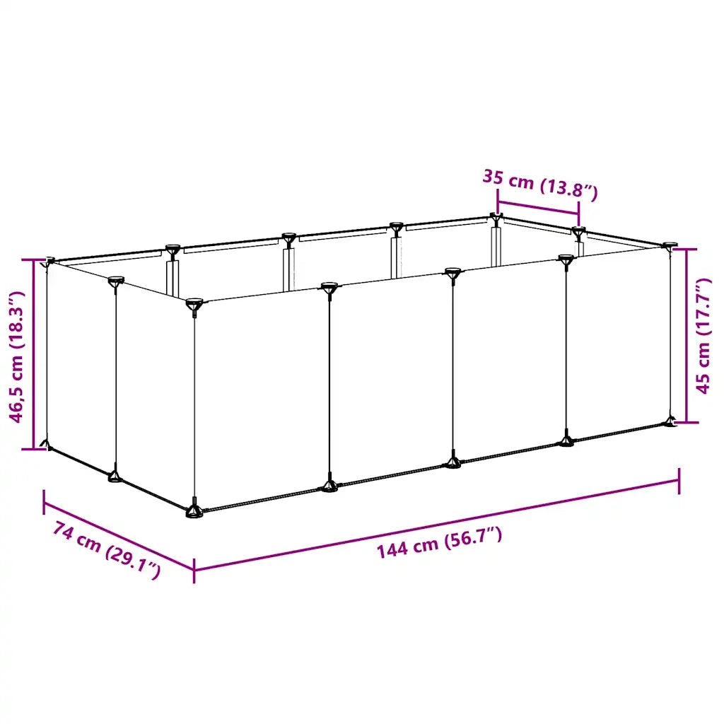 Gabbia per Piccoli Animali Nera 144x74x46,5 cm in PP e Acciaio CFW1029173