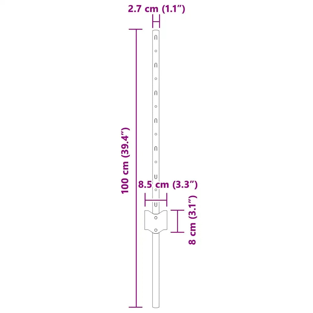 Palo della recinzione 22 pz Verde 100 cm Acciaio CFW8457229