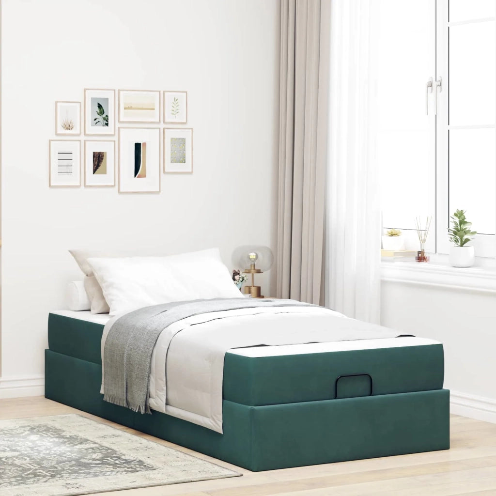 Letto singolo | Letto per adulti | Struttura letto con materasso 2 pcs Verde Velluto