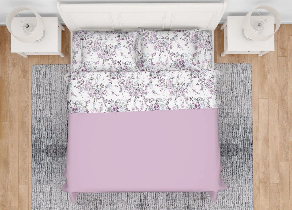 Completo Lenzuola Letto Morbida Flanella 100% Cotone Dis. Acquarello - Singolo - Acquarello