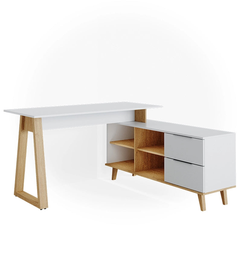 Vicco Scrivania Bianco 138 x 60 cm con cassetti XXL