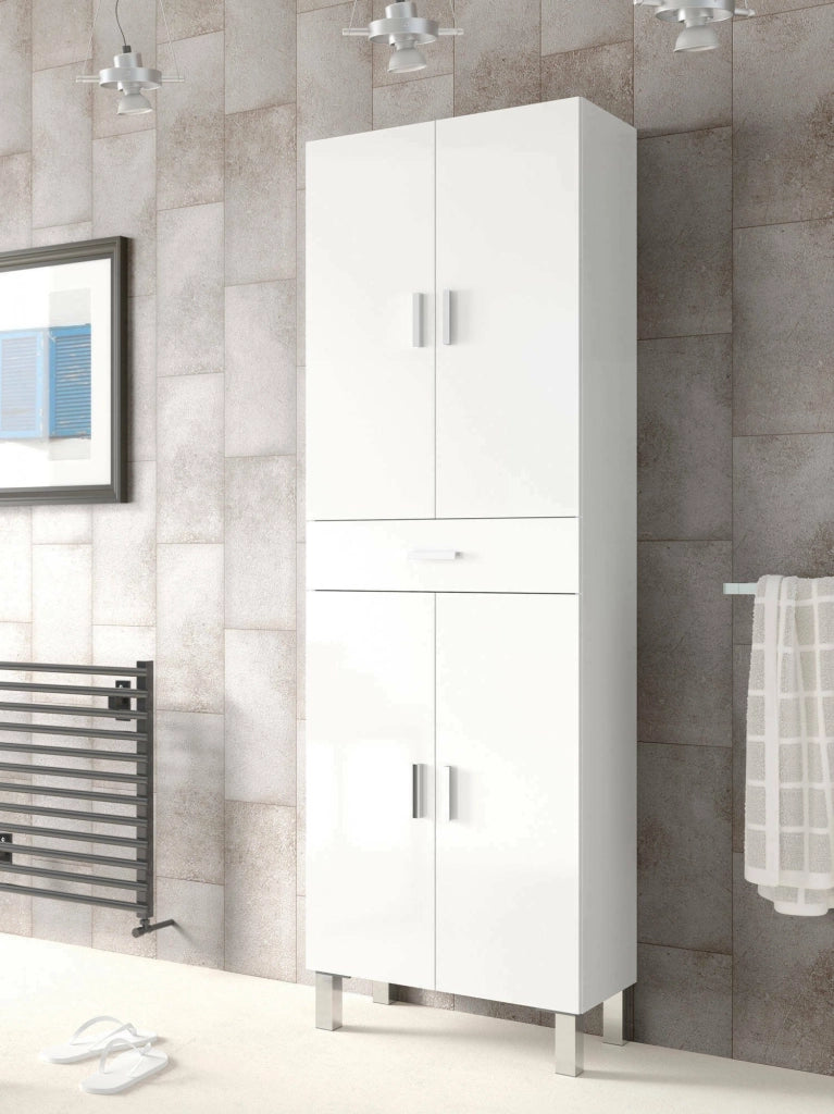 Amiga, Armadio Multiuso Grande 2 Ripiani, 60x182h cm Bianco Lucido