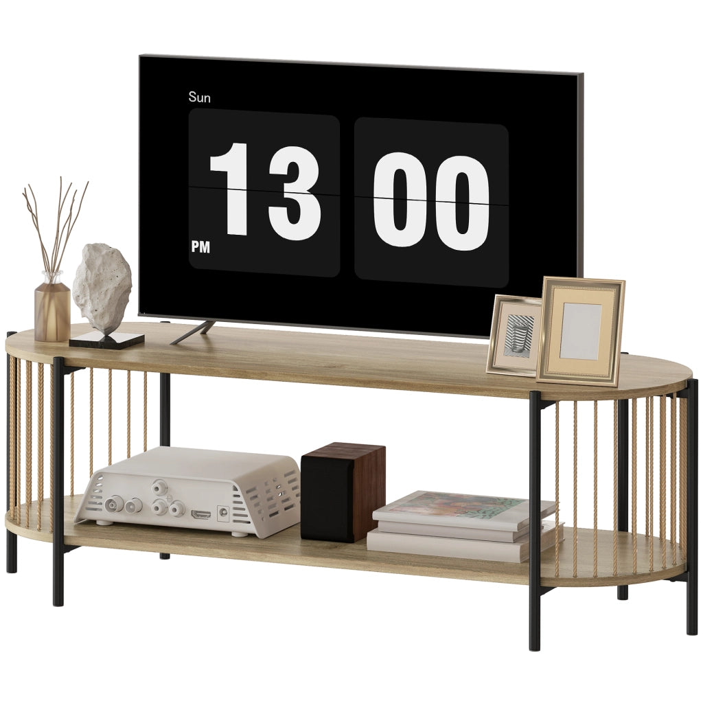 Mobile TV stile boh¨¦mien ¨C Xylo ¨C legno naturale con ripiani aperti 124x43,5x41 cm
