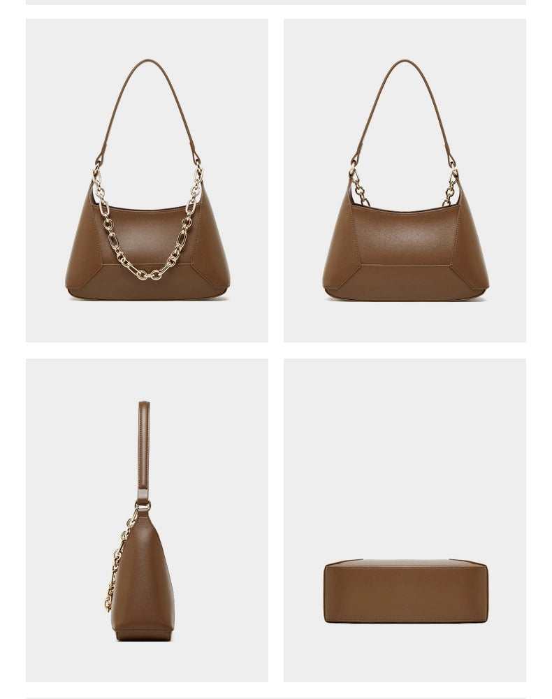 Borsa a tracolla da donna in vera pelle marrone