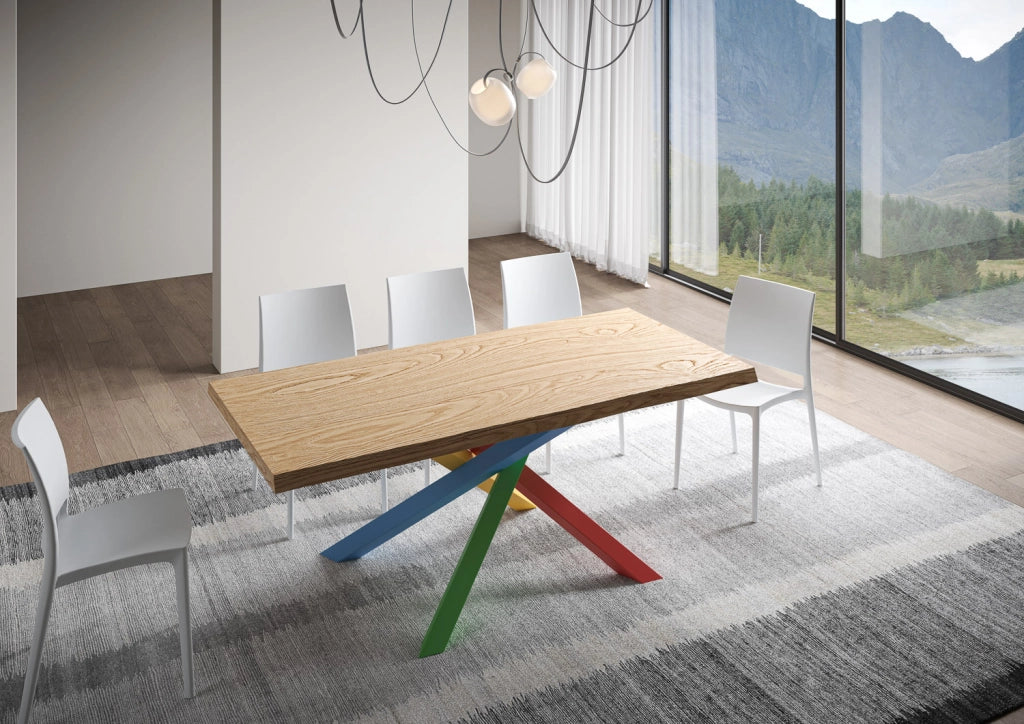 Tavolo fisso 90x200 cm Versalux scortecciato rovere gambe 4/B