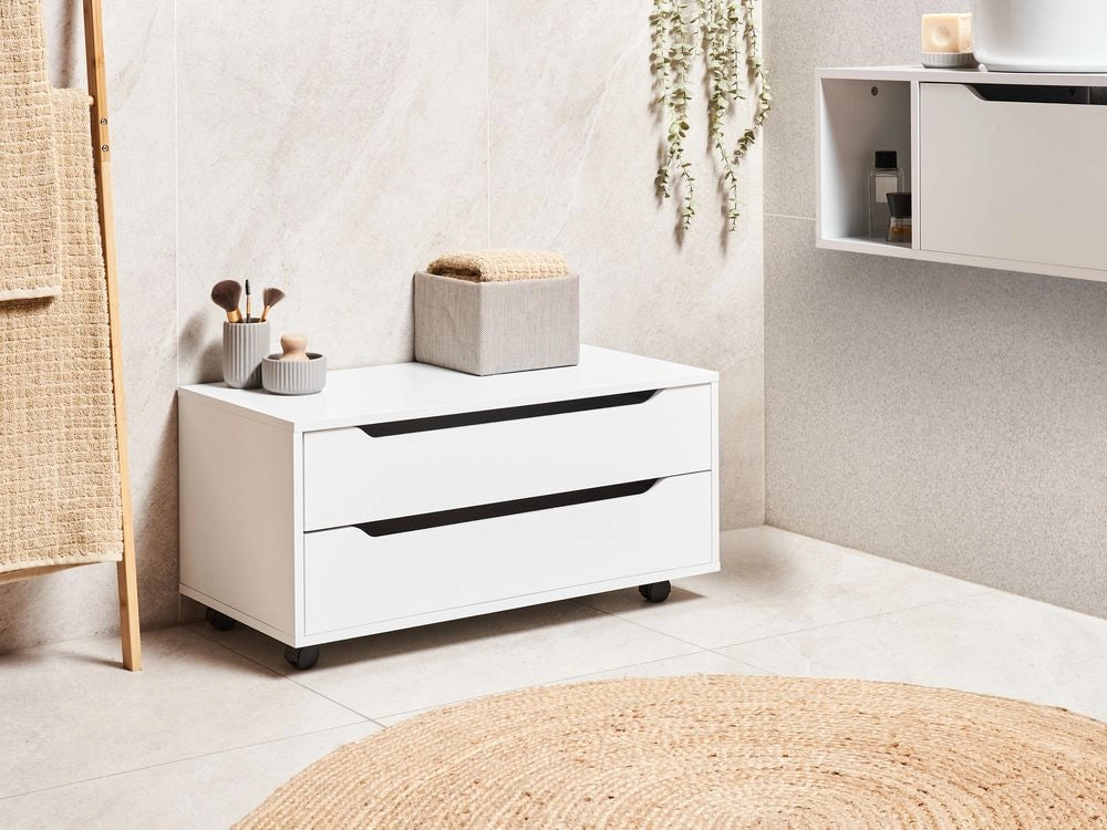 Mobiletto da bagno Bianco MDP Materiale sintetico Ruote Cassetti Mobili da bagno di stoccaggio