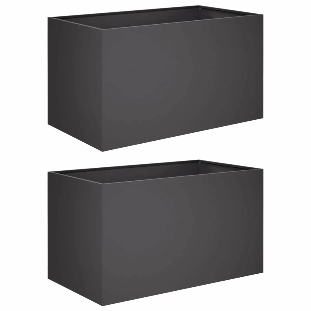 Vaso da giardino 2 pz Nero 100 x 50 x 50 cm 8005275