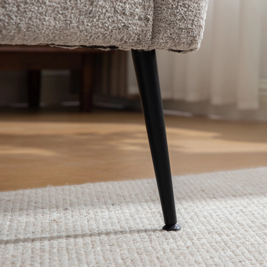 Divano 2 Posti Chaise Longue in Velluto ¨C MINIMAL ¨C Grigio, Gambe in Metallo, Trapuntato