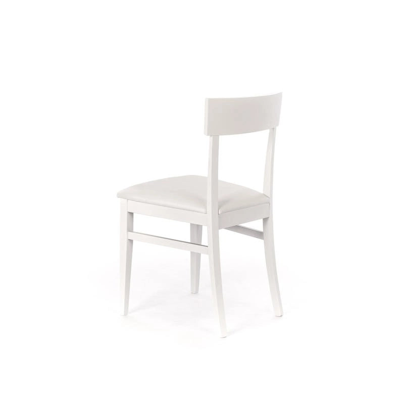 4x Sedia in legno laccato bianco con seduta in similpelle 445xh. 82 cm