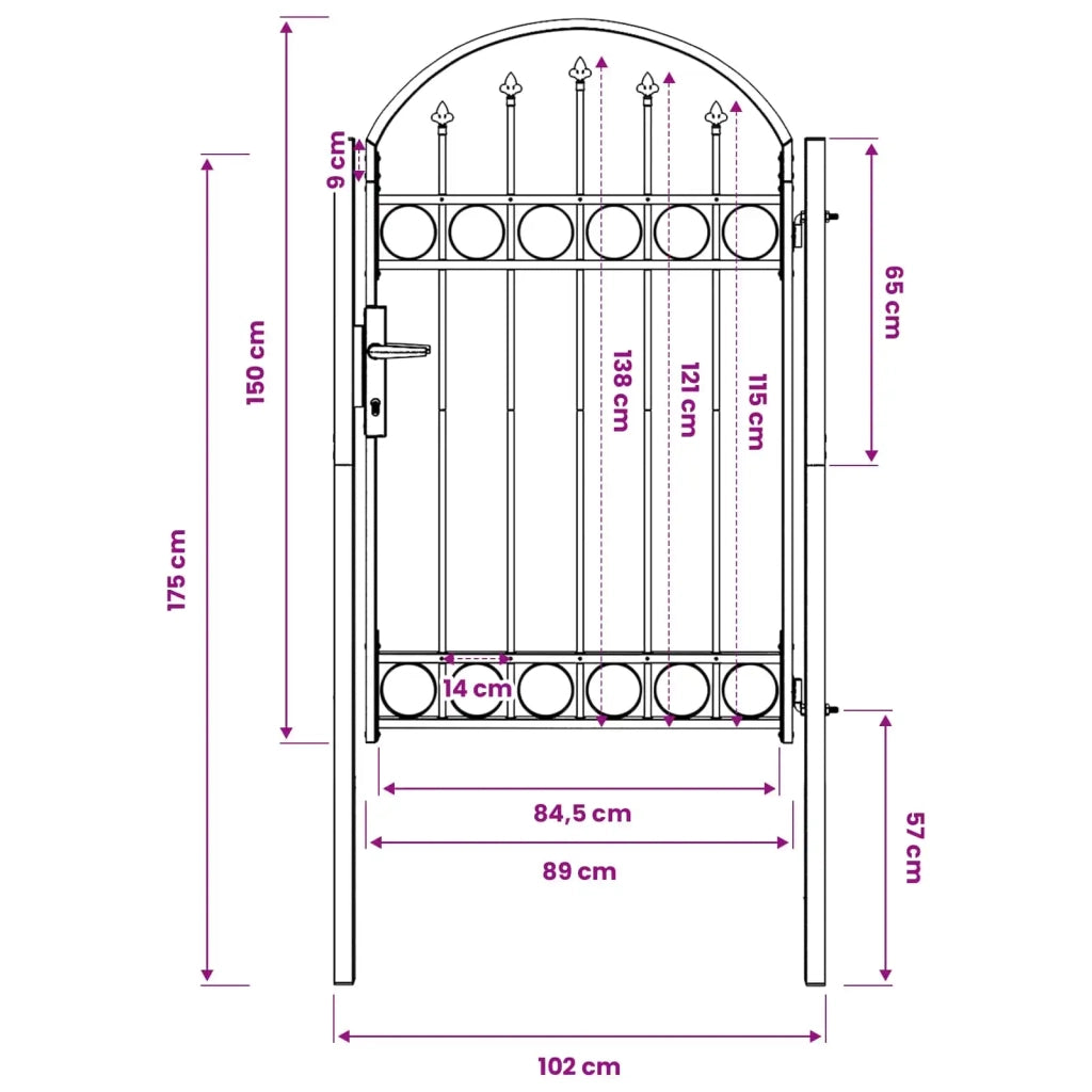 Cancello per recinzione con blocco Assen Grigio 100 x 150 cm 42008927