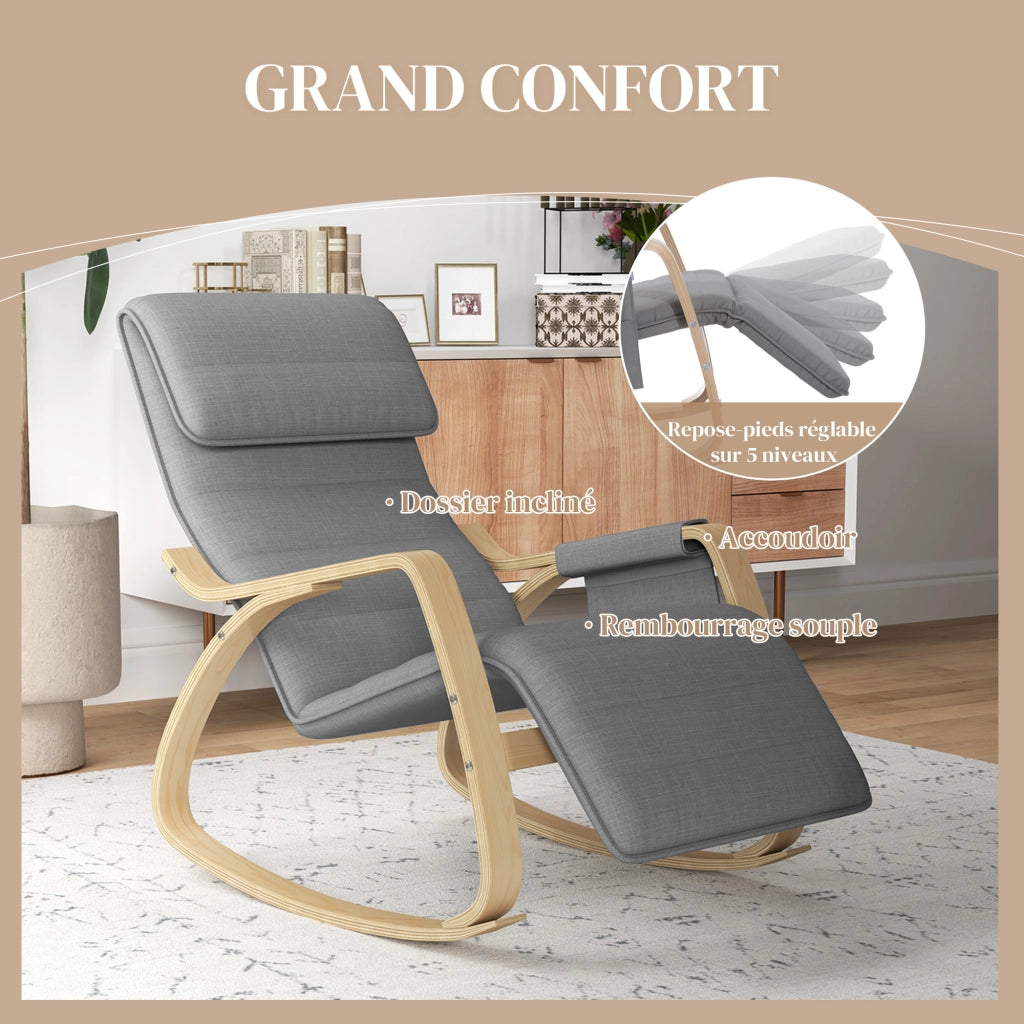 Poltrona Relax Massaggiante Reclinabile con Poggiapiedi Regolabile ¨C Zephmum ¨C Grigio Tessuto