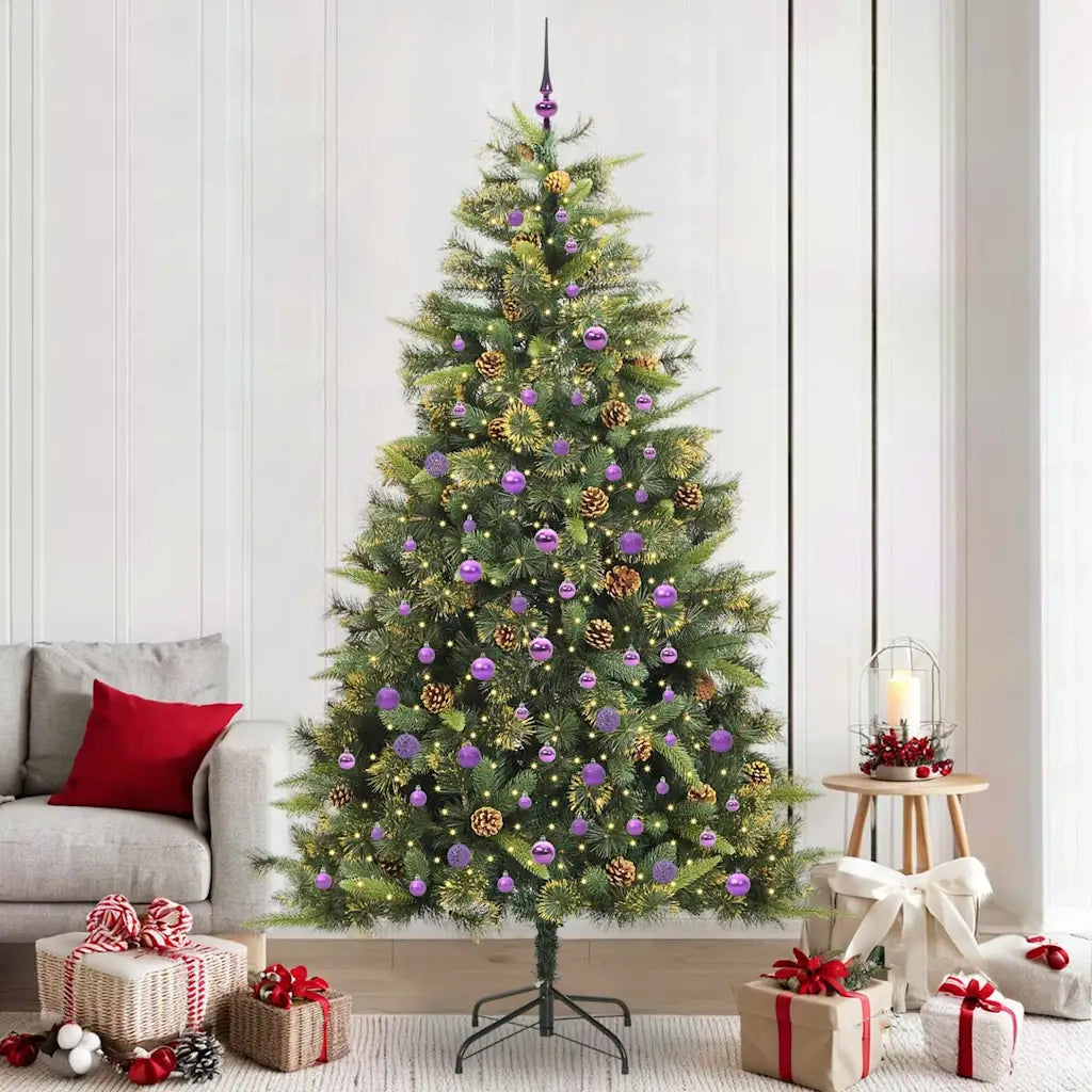 Albero di Natale artificiale pieghevole con coni Verde 240 cm 3395113