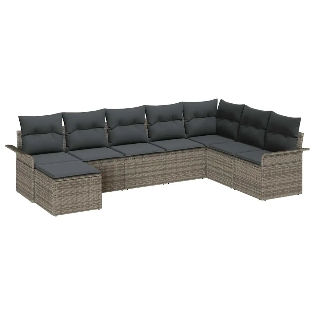 Set Divano da Giardino con cuscino 8 pcs Grigio polyrattan 3345479