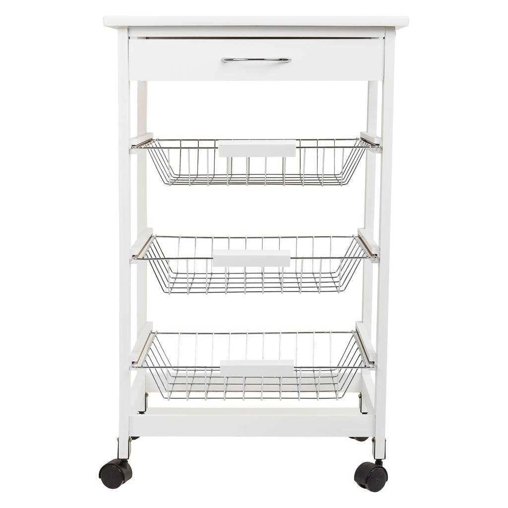 Kit carrello in legno bianco 47x37x76 cm