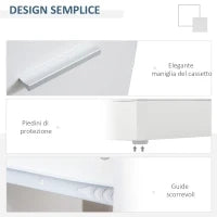Scrivania Angolare Moderna in Legno con Cassetto, Armadietto e Mensole, Arredamento per Ufficio e Casa, Bianco