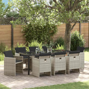 Set da Pranzo per Giardino 9 pcs Grigio chiaro polyrattan 3380612