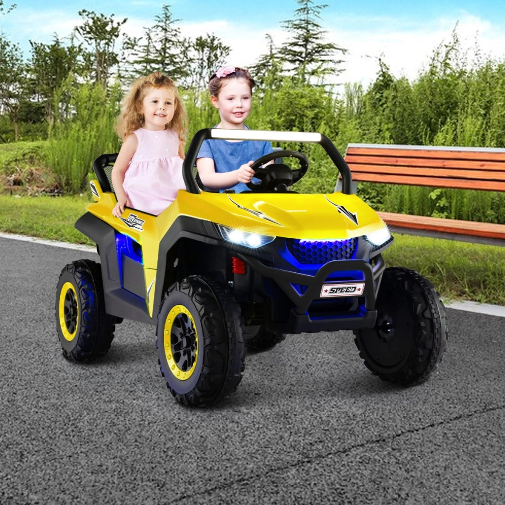 Macchina SUV giocattolo a 2 posti con accessori luci suoni, Quod elettrico giocattolo 118x74x71cm Giallo-Macchinine giocattoli