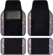 Pavimenti auto con cristalli brillanti e lucenti, pavimenti auto universali con tappetini antiscivolo in PVC per SUV, sedan e furgone, 4 pezzi, colore multicolore
