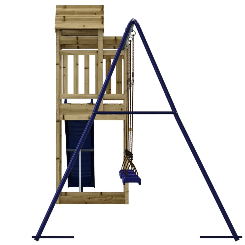 Area giochi all'aperto con altalene scivolo e robuste strutture per arrampicarsi  giochi da giardino 492 x 185 x 238 cm legno di pino impregnato 02_0004749