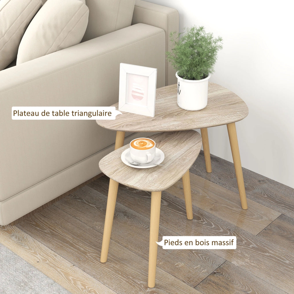 Set 2 tavolini da caff¨¨ impilabili ¨C Xylo ¨C legno naturale stile scandinavo