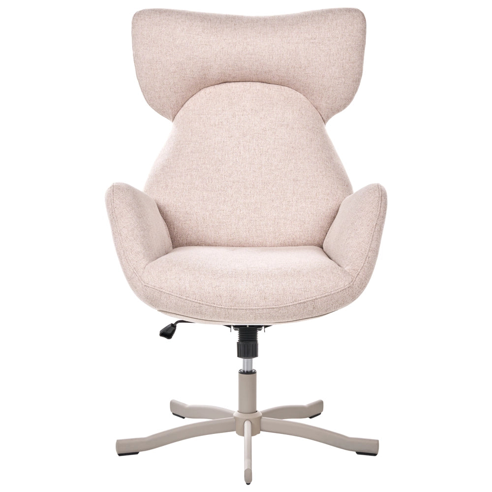Poltrona girevole in tessuto beige con base girevole e schienale alto poltrona ergonomica
