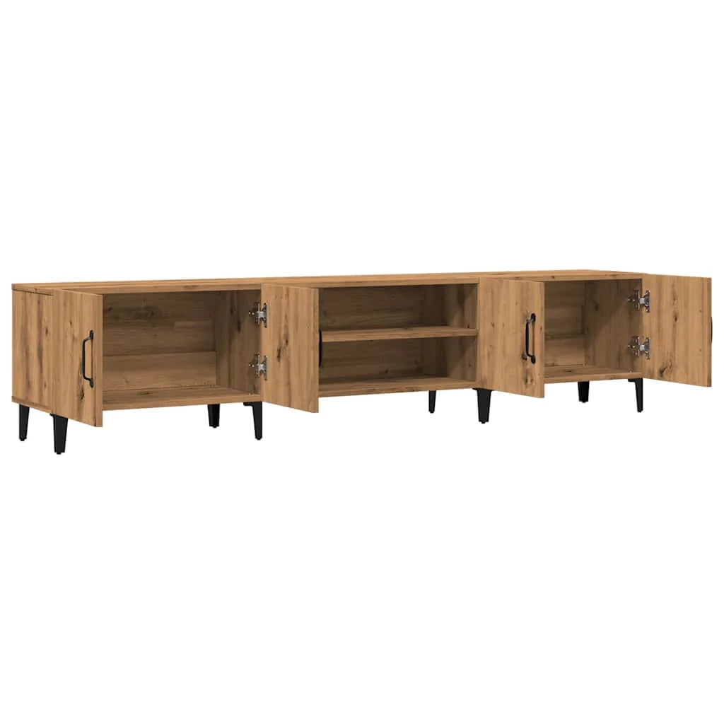 Mobile TV multimediale mensola TV credenza mobile TV sala da pranzo soggiorno camera da letto rovere lavorato a mano 180 x 31,5 x 40 cm legno ingegnerizzato marrone 02_0027251