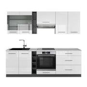 Cucina componibile Fame-Line Bianco lucido/Antracite 235 cm, PL Marmo Vicco