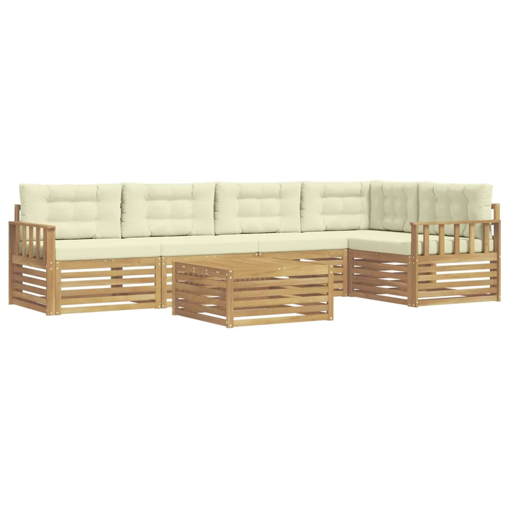 Set di divani da esterno 6 pz Bianco e Crema Poliestere 3390515